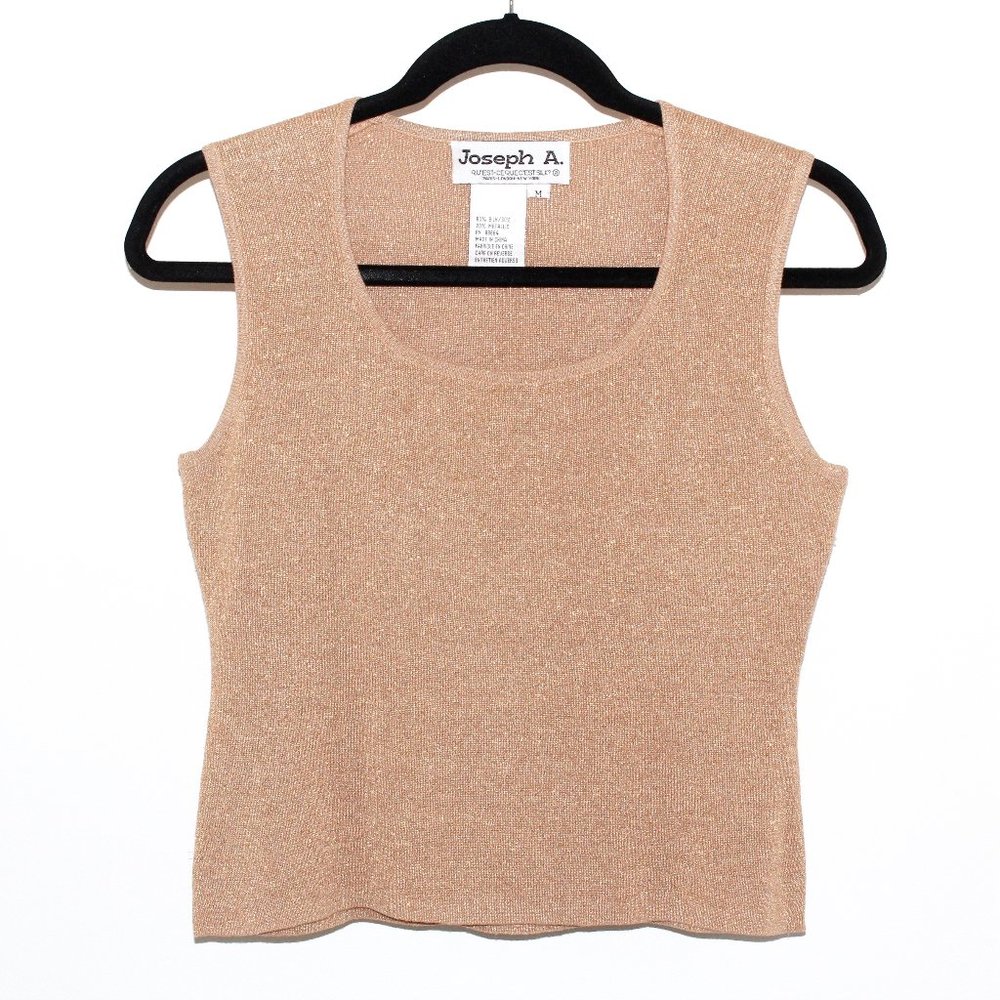 Joseph A. Silk and Metallic Gold Sweater Vest - Cropped